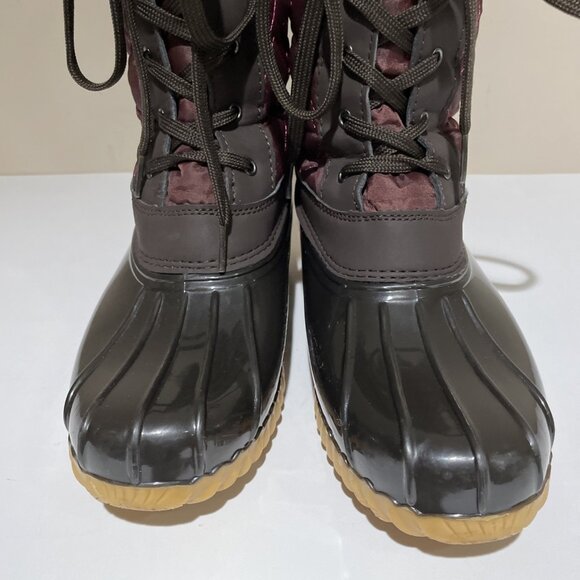 SPORTO Women's Snow Boot Size 7.5 M Burgundy Quilted Waterproof Faux Fur Lining - Picture 2 of 11